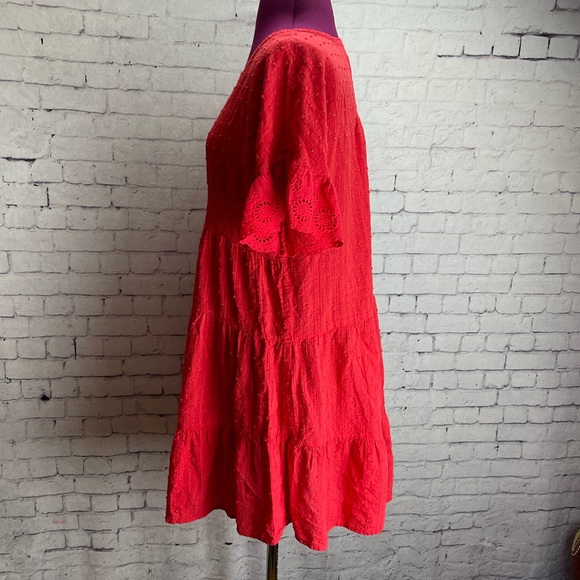 Umgee size medium red dotted Swiss tiered mini dress - Picture 3 of 6